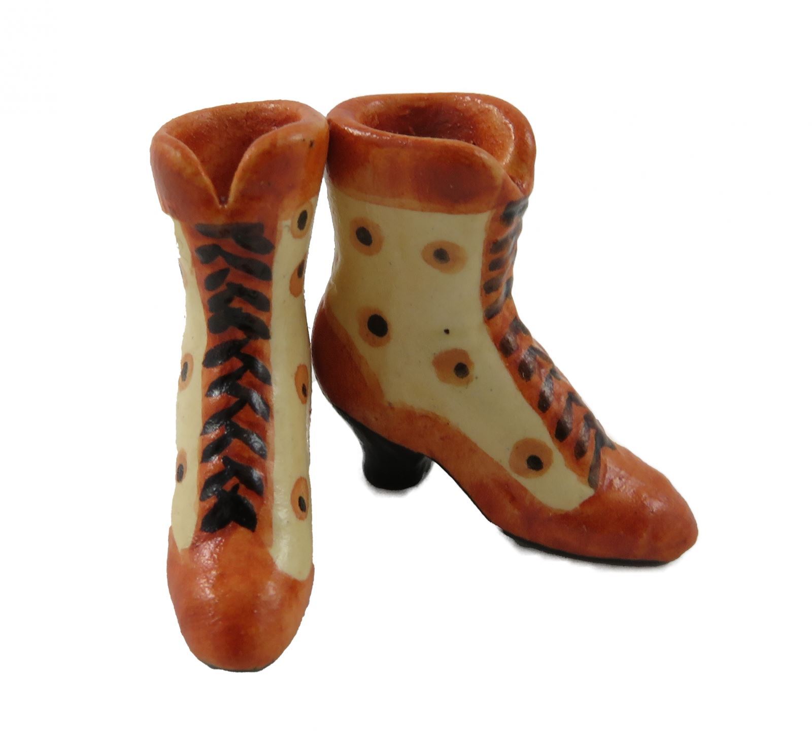 Casa Delle Bambole Marroncino & Beige Vittoriano Stivali Donna Scarpe Accessorio