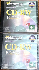 LOT OF 2 NEW Memorex CD-RW Platinum Discs 650 MB 74 Min 2x 4x Rewrite Speed