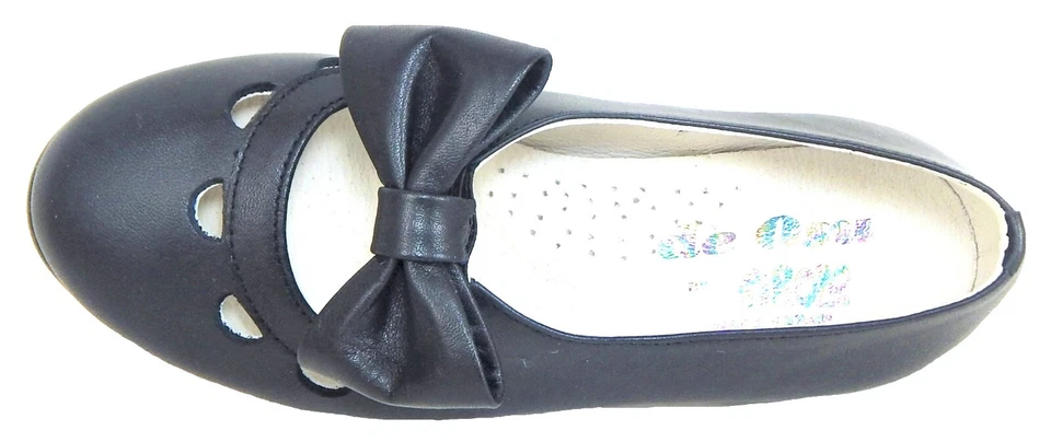 DE OSU - España - Zapatos de vestir con lazo de cuero azul marino para niñas - Europeos - Tallas 6-10 Foto 3 de 4