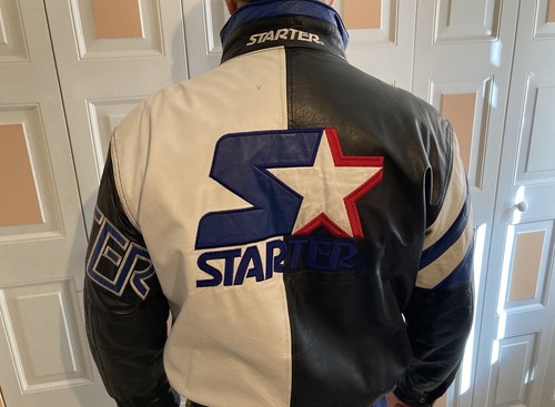 Vintage Leather Colorblock 90’s Starter Jacket, Size XL - Picture 6 of 7