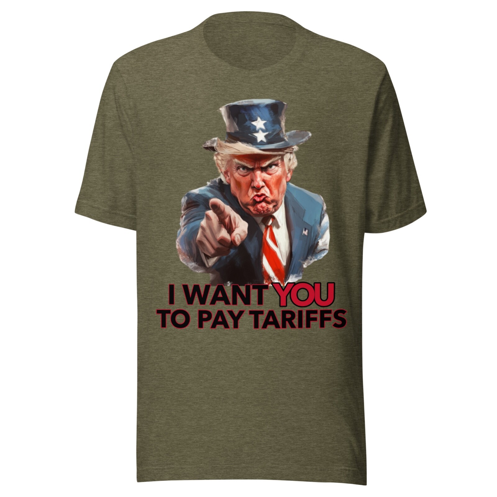 Trump Tariffs Shirt - Adult Sizes - Funny - Uncle Sam - Olive Green - Maga Usa
