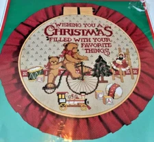 Vintage 1988 Dimensions Heirloom Wishing You A Cross Stitch Kit #8356 12"