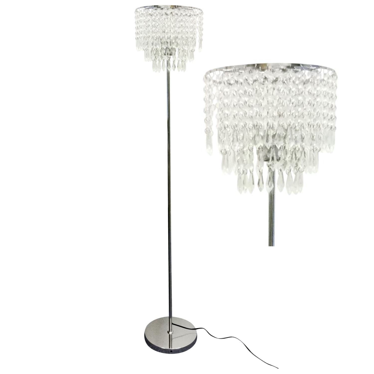 Modern Chrome Acrylic Crystal Jewelled Floor Lamp Standing Light eBay