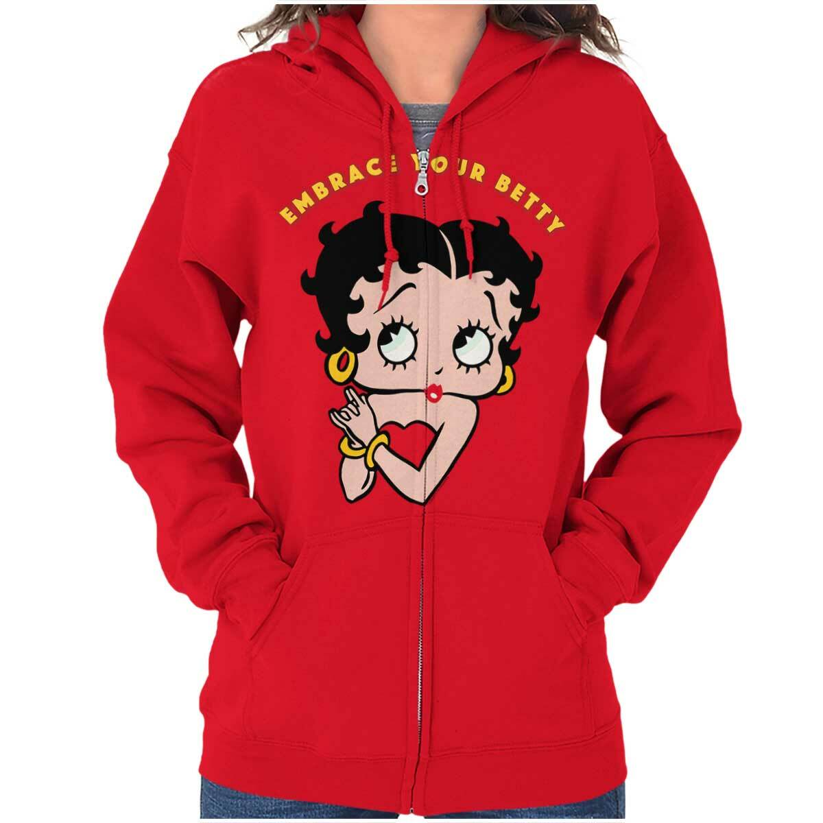 Cute Embrace Your Betty Boop Vintage Cartoon Womens Zip Hooded