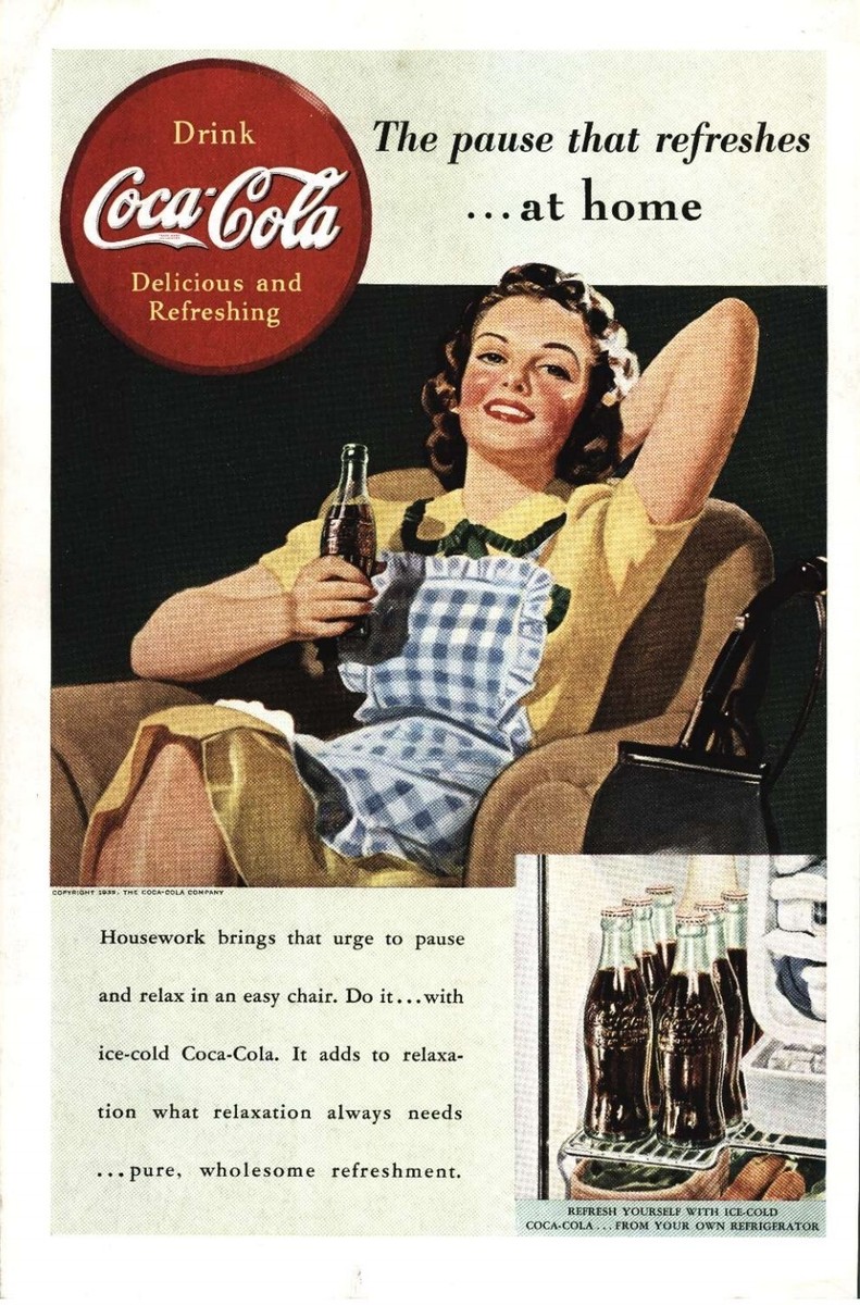 1939 Coca-Cola Vintage Color Print Ad Soft Drink Soda Pop Ephemera