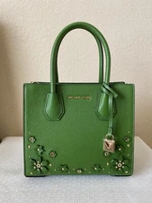 Michael Michael Kors Mercer Floral Medium Messenger Leather True Green