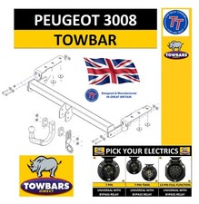 Swan Neck Towbar for Peugeot 3008 Crossover 2009 to Early 2017 Tow Bar Electrics
