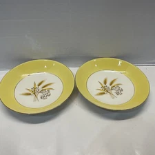 Vtg. Century Service Autumn Gold Semi Vitreous 8 1/4" Soup Bowls Set of 2
