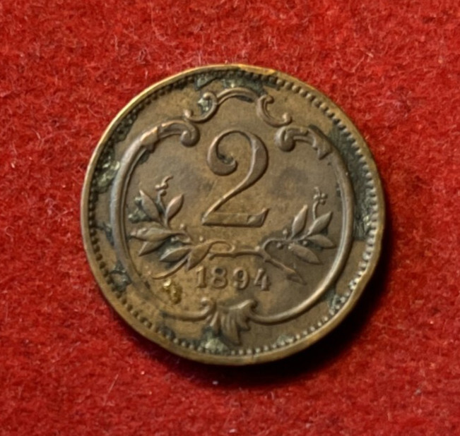 Austria 2 Heller 1894 Bronze Coin KM#2801 T6330a