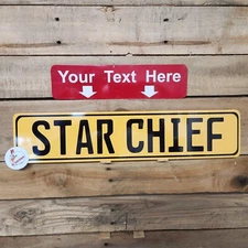 Euro Style, YELLOW- BLACK, TAG BMW European license plate, ANY TEXT, CUSTOM