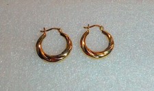 Beautiful Twisted Gold Over Sterling Silver Hoop Earrings 23 mm by 19 mm L47