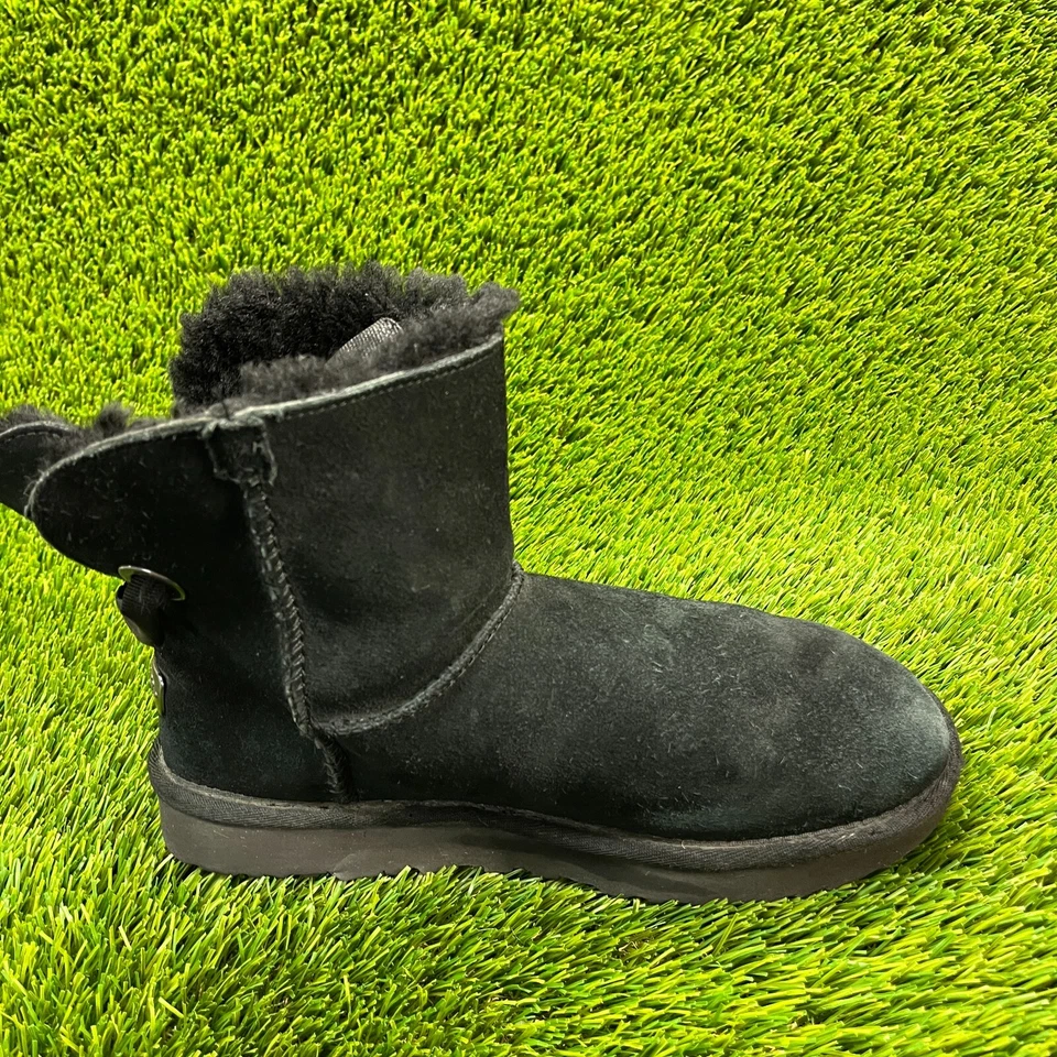 UGG мини Bailey бант женщин размер 8 черный классический открытый зимний мех замшевые ботинки - Изображение 4 из 4