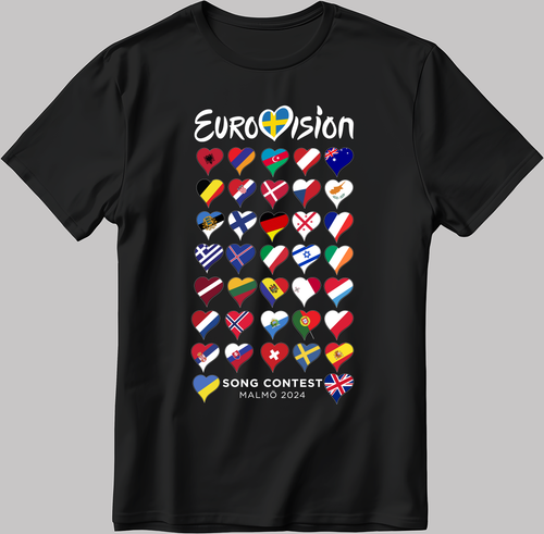 Maglietta All Flag Eurovision Song Contest MALMÖ 2024 bianco-nero uomo/donna TB - Foto 6 di 6