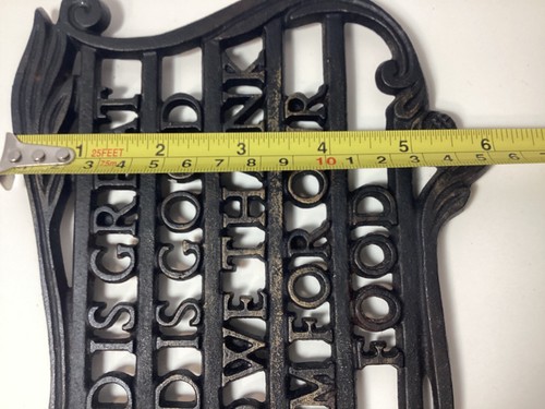 Vintage WILTON Trivet Black Gold Cast Iron "God Is Great" Kitchen Prayer - Picture 4 of 7