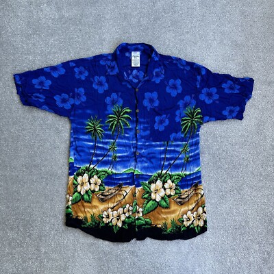 HAWAII Hemd Shirt Floral Tropic M Magnum Rockabilly Hawaiianer Aloha 27905 Blau
