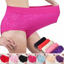 Plus Size Women High Waist Knickers Cotton Panties Briefs Underwear Underpants
