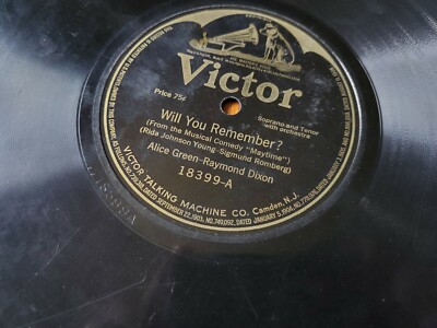 ★78.com★③ Victor Records, 78rpm, Alice Green, #18399-A, #18399-B. Will you