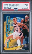 1998 TOPPS EAST - WEST REFRACTOR #EW8 KEITH VAN HORN/TIM DUNCAN PSA 9