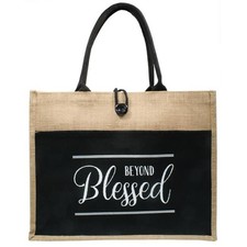 Swanson Christian Supply 264699 18 x 13.5 x 5 in. Jute Tote Bag - Beyond Blessed