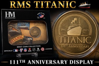 RMS Titanic 111th Anniversary Bronze Coin Acrylic Holder Highland Mint