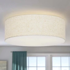 Flush Mount Ceiling Light,16''Modern Close to Ceiling Lamp with Double Linen ...