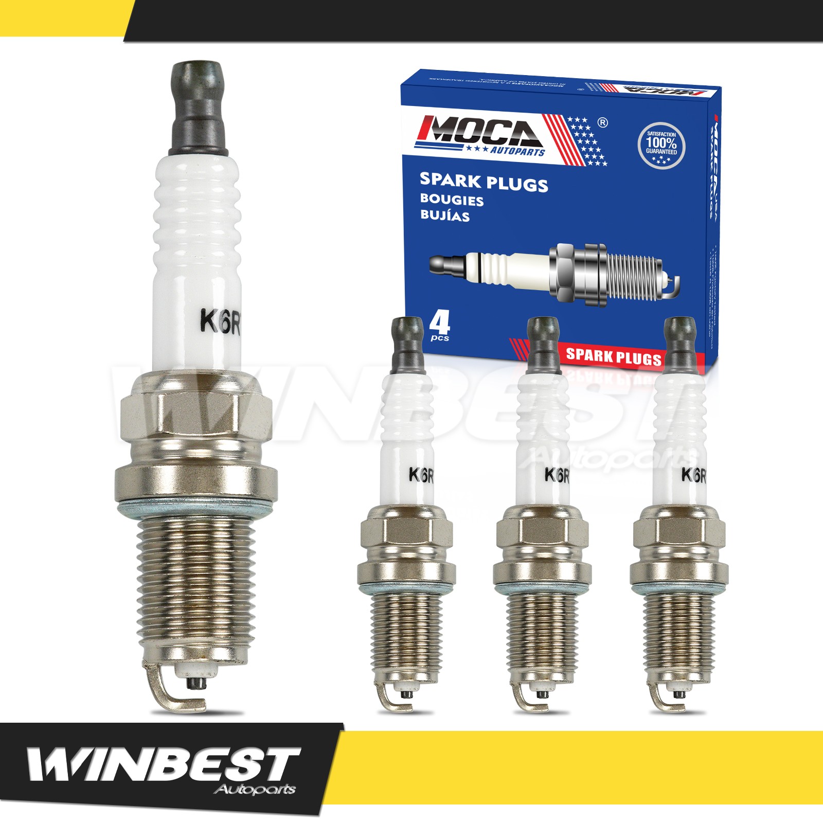4x Spark Plugs for Toyota Nissan Mazda Subaru Kia Suzuki Pontiac VW Isuzu L4 New