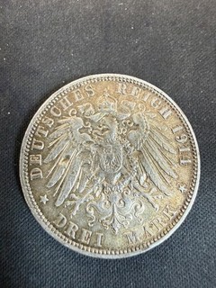Lote 2955 plata 1914 J 3 marcos Hamburgo Estados alemanes