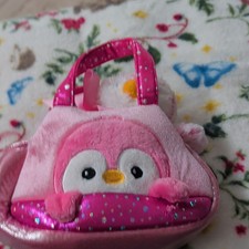 Aurora World Fancy Pals Peek-A-Boo Purse Pet Carrier Pom Pom Penguin, Pinkn