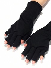 UV Protection Gel Gloves Fingerless Nail Art Gloves Black Elastic