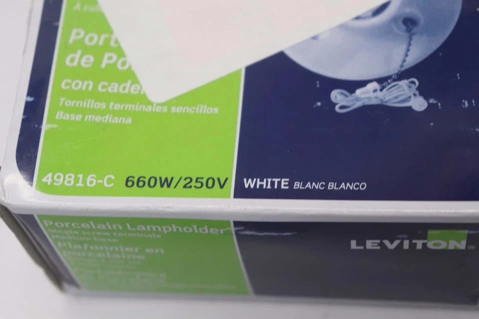(1-Pk) Leviton One-Piece Glazed Porcelain Outlet Box Mount White 49816-C - Image 2 of 4