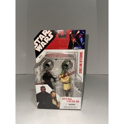 New Star Wars Darth Maul Qui-Gon Jinn Keychains Basic Fun #1875 2007 Series One