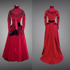 Renaissance Red Victorian Edwardian Walking Costume Colonial Prom Civil War