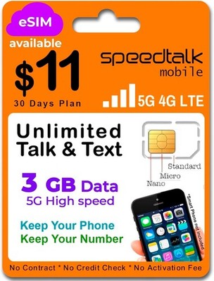 Unlimited Talk & Text + 3GB Data on 3-in-1 Prepaid SIM Card   Activate Easily