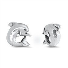 Sterling Silver High Polished Dolphin Animal Cute Ocean Earrings 925 New