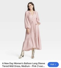 NEW A New Day Women's Pink Balloon Long Sleeve Dress Size Small