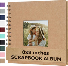 Scrapbook Album 8x8 Inches Photo Album Hardcover Kraft with Window Scrap Book...