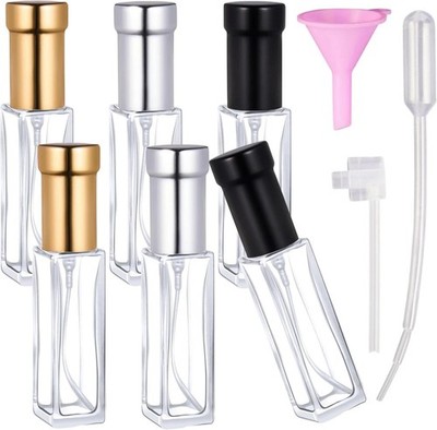 6 Pack 10ml Perfume Travel Refillable Bottles Leak Resistant Empty Glass Spray |