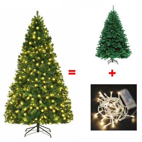 Grüne Kiefer Weihnachtsbaum mit Lichtern Ständer Künstlich Weihnachten Urlaub 4/5/6/7 Fuß - Bild 13 von 14