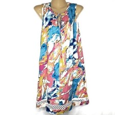Charles Henry Dress Womens Medium Multicolor Abstract Shift Sleeveless Lined