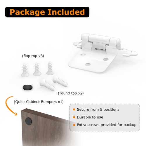 1/2" Overlay Cabinet Hinges, 50 Pack Self Closing Flush Mount Hinges with Doo... - Picture 6 of 7