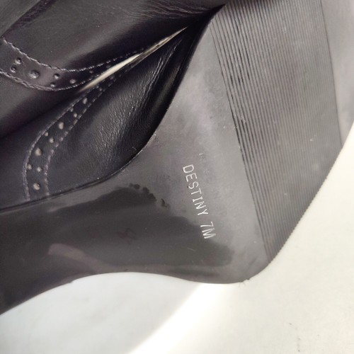 White Mountain Victorian Leather Block Heel Lace Up Mid-Calf Boots Black Size 7M - Picture 8 of 9