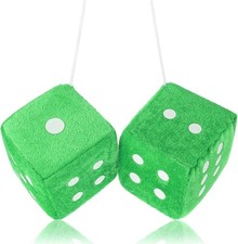 Fuzzy Dice For Rear View Mirror Green Car Fuzzy Dice For Rear View Mirror Green Car