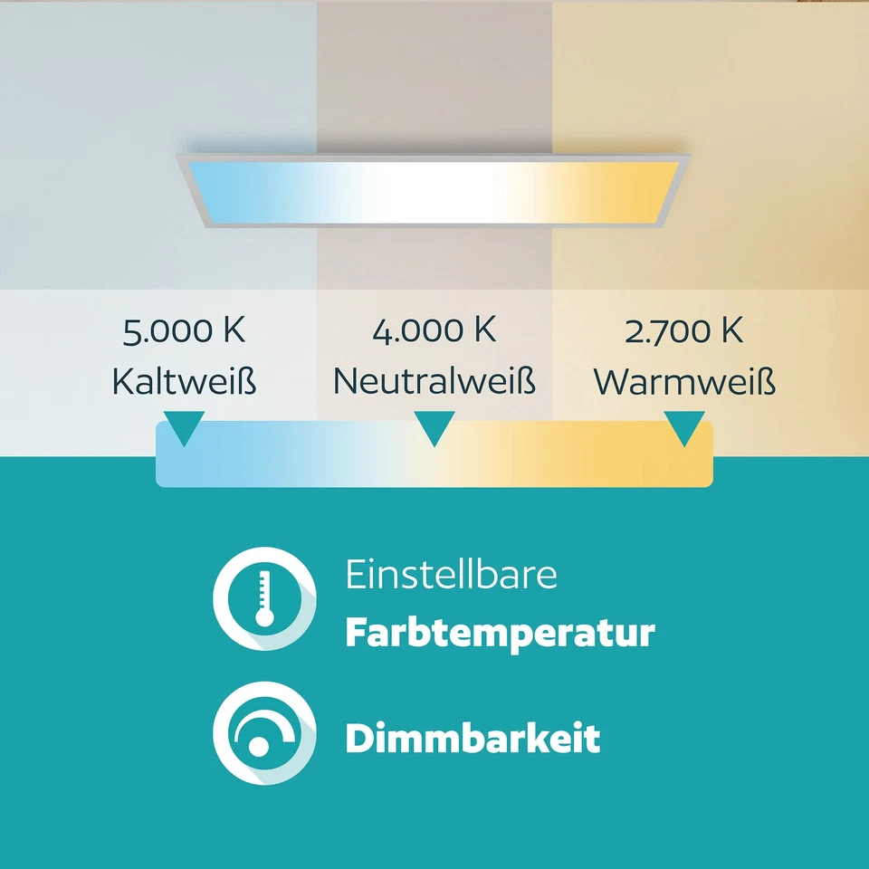 LED Deckenleuchte silber Deckenlampe 100x25 cm Panel flach Fernbedienung dimmbar - Bild 3 von 4