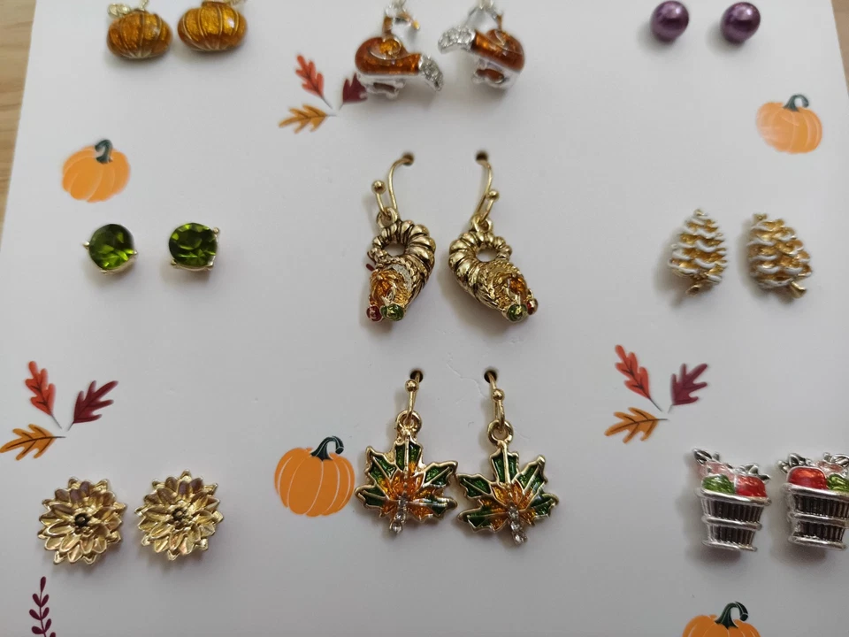Nuevo Juego de 12 Pendientes Napier Tono Dorado Tono Plata Otoño Acción de Gracias Foto 3 de 4