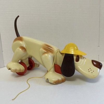 Vintage 1974 Hasbro Romper Room Digger Dog Pull Toy W/Original String-Works