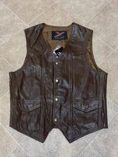 XtreemGear VTG Leather Motorcycle Vest Mens Small Biker Grunge *minor scratch