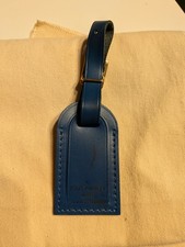 Authentic Louis Vuitton Blue Leather Name Tag / Luggage No Initials LV
