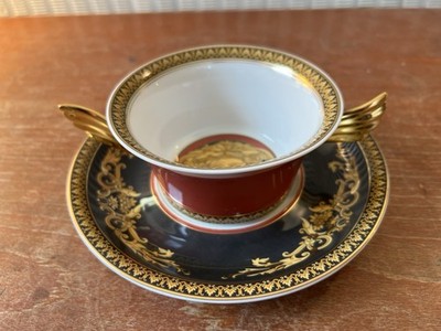 Versace Rosenthal Medusa Suppenschüssel mit Unterteller Rot Gold Top