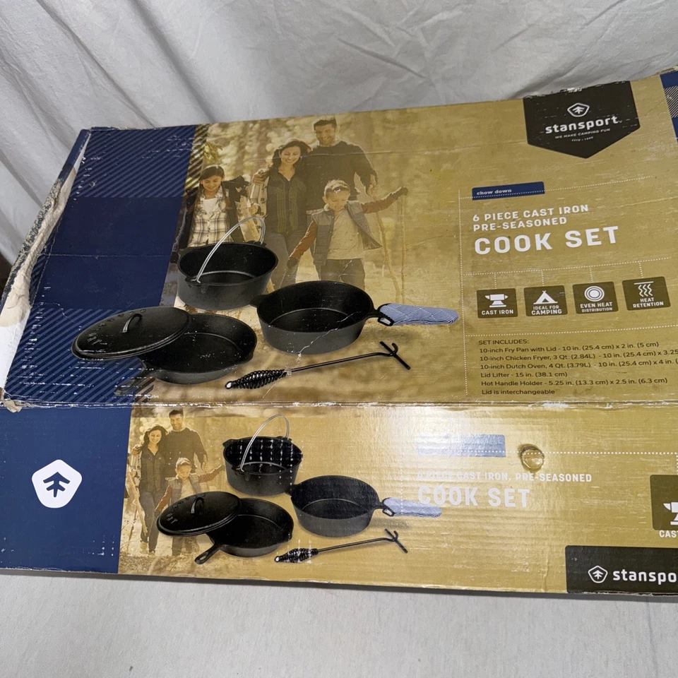 Stansport Pre-Seasoned Cast Iron Cook Set 6 Piece Set - Image 2 of 4