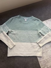 Cupcakes and Cashmere Light Blue White Colorblock Knit Pullover Sweater M